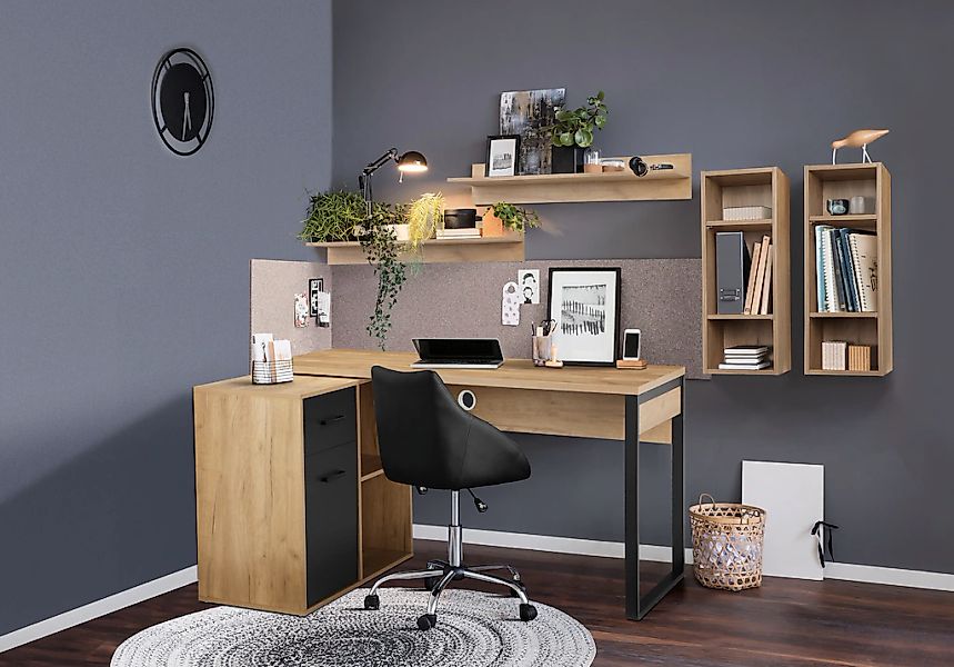 Places of Style Eckschreibtisch "Moid, Computertisch, Kabeldurchlass, mit R günstig online kaufen