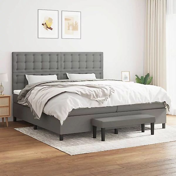Vidaxl Boxspringbett Mit Matratze Dunkelgrau 200x200 Cm Stoff günstig online kaufen