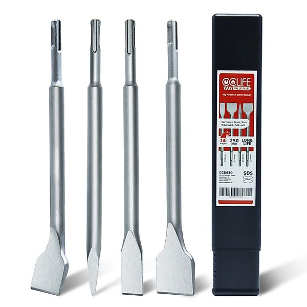 CCLIFE 4tlg SDS Plus Meißel Set Fliesenmeißel Gerade und Angewinkelt Spitzm günstig online kaufen