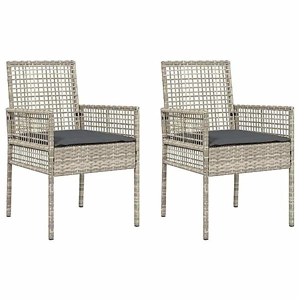 vidaXL Gartenstuhl 2 Stk Hellgrau 53 x 60 x 85 cm Poly-Rattan 42003450 günstig online kaufen