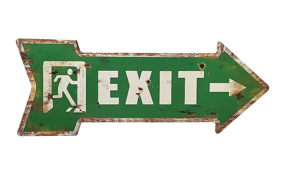 Blechschild EXIT Grün Wegweiser Pfeil Nostalgie Dekoschild Vintage 50x19cm günstig online kaufen
