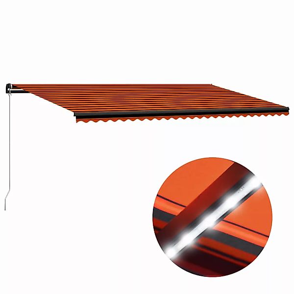 Einziehbare Markise Handbetrieben Led 600x300cm Orange Braun günstig online kaufen
