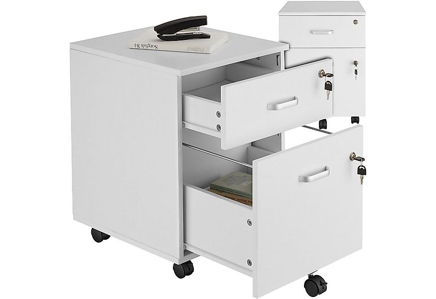 tectake Rollcontainer Rollschrank Vagur, 2 abschließbare Schubladen, mit 2 günstig online kaufen