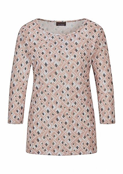 GOLDNER Print-Shirt "Kurzgröße Halbarm Viskoseshirt im Allover-Design" U-Bo günstig online kaufen