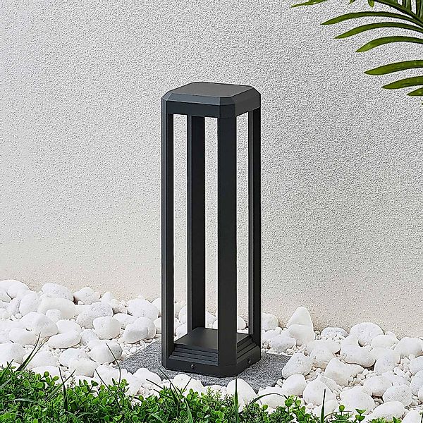 Lucande LED-Sockellampe Fery, anthrazit, Metall, 50cm, IP65 günstig online kaufen