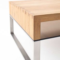 Sofatisch aus Eiche Massivholz Bügelgestell aus Metall günstig online kaufen
