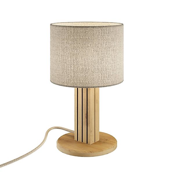 Tischleuchte Inka S, eiche/schwarz, Holz/Stoff, Höhe 30 cm günstig online kaufen