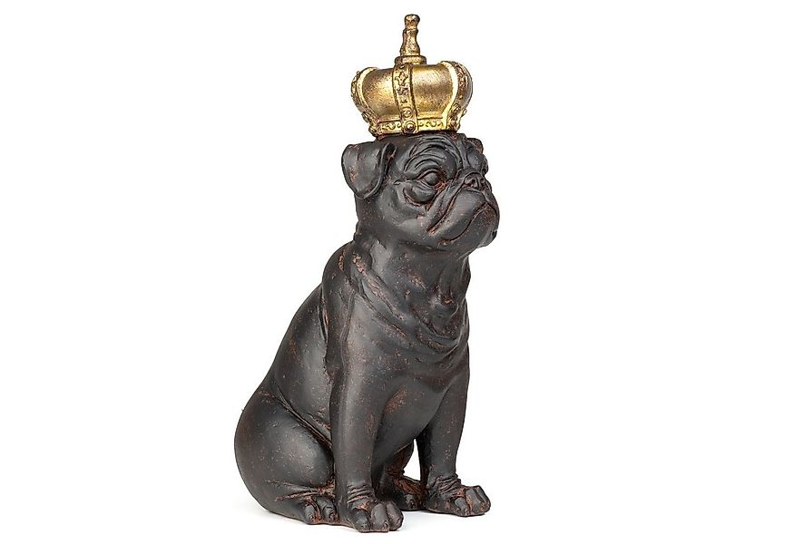 Moritz Dekofigur Deko-Figur Mops Hunde-König mit Krone sitz aus Polyresin, günstig online kaufen