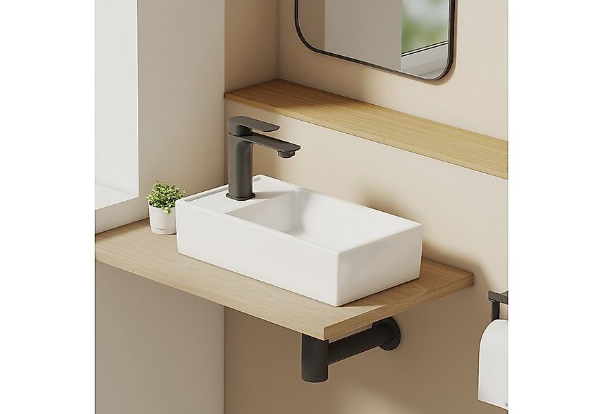 EMKE Aufsatzwaschbecken Aufsatzwaschbecken eckig Keramik Hängewaschbecken 4 günstig online kaufen