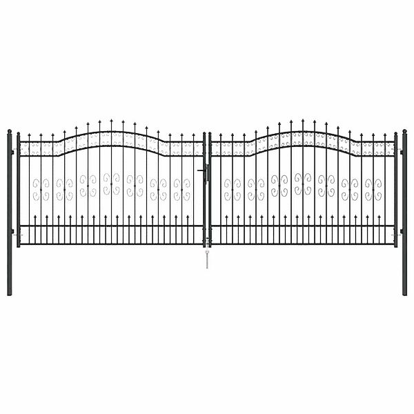 vidaXL Zauntor mit Speer-Top mit Schloss Grau 404 x 125 cm Stahl 42009049 günstig online kaufen