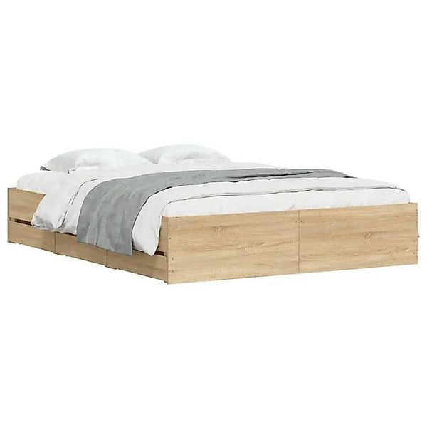 vidaXL Bettgestell mit Schubladen Sonoma-Eiche 150x200cm Holzwerkstoff 3207 günstig online kaufen