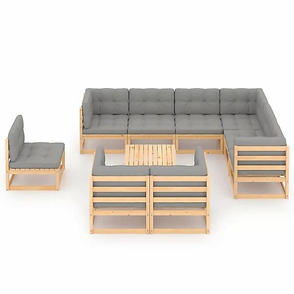 10-tlg. Garten-lounge-set Mit Kissen Massivholz Kiefer günstig online kaufen