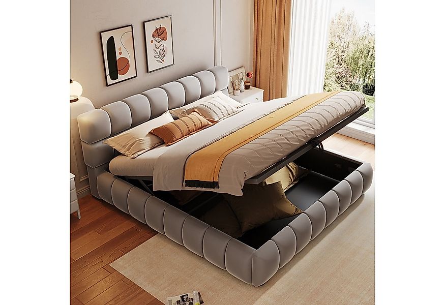 Merax Polsterbett 140x200cm mit hydraulischer Stauraum (1-tlg), Doppelbett günstig online kaufen