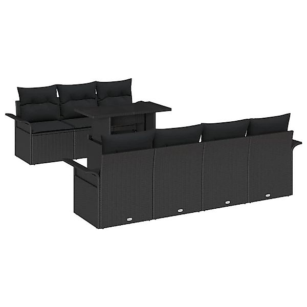 vidaXL Garten-Sofa-Set mit Kissen 8-Tlg Schwarz Poly Rattan 3348229 günstig online kaufen