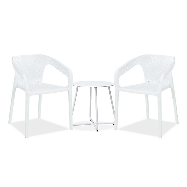 Homestyle4u Gartenmöbel Set 3-tlg in Weiß 2716 günstig online kaufen