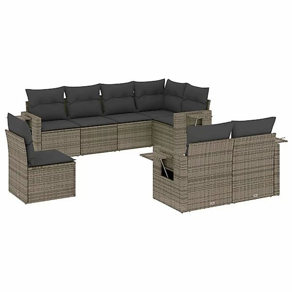 vidaXL 8-tlg Garten-Sofagarnitur mit Kissen Grau Poly Rattan Modell 109 günstig online kaufen