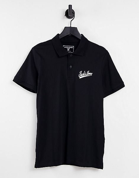 Jack & Jones – Polohemd in Schwarz mit Logo günstig online kaufen