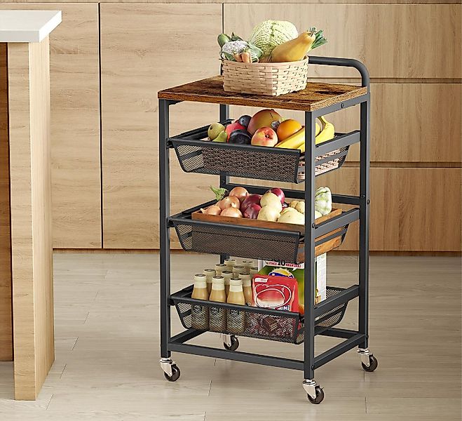 VASAGLE Beistellwagen, Servierwagen mit 4/5 Ebenen, Rollwagen, 31,7 x 40 x günstig online kaufen