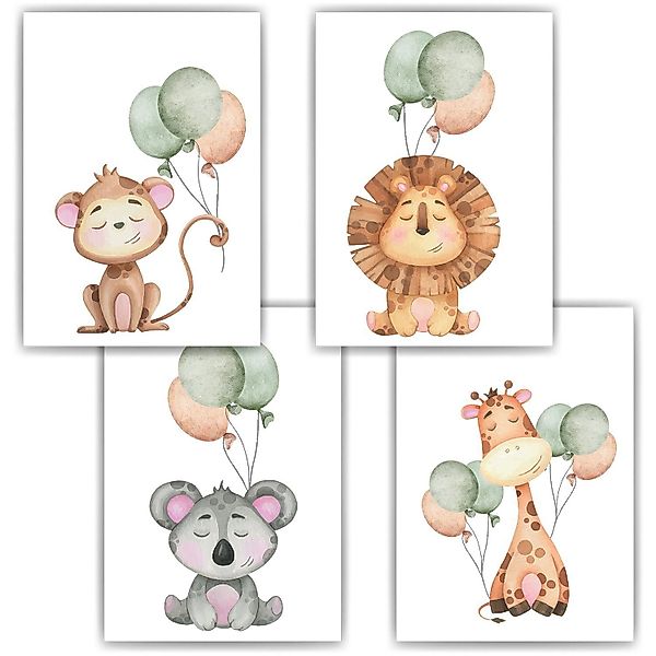 Tigerlino Poster Tiere Luftballon Bilder 4er günstig online kaufen