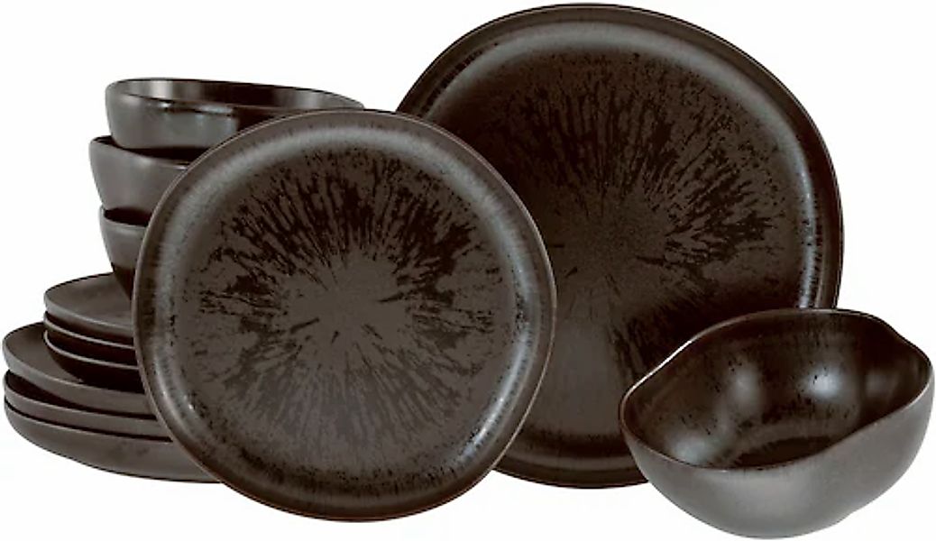 CreaTable Teller-Set »Natura Organic Rusty, Tellerset 12-tlg« Seidenmatte E günstig online kaufen