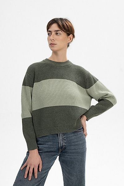 MELA Strickpullover Rippstrick Pullover Style ADAH STRIPES Gerippter Kragen günstig online kaufen
