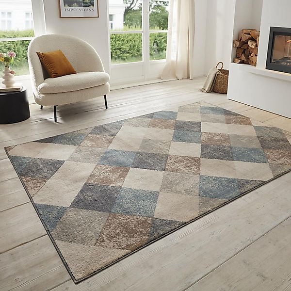 HANSE Home Teppich »Bakke«, rechteckig, 8 mm Höhe, Kurzflor, Läufer, Rauten günstig online kaufen