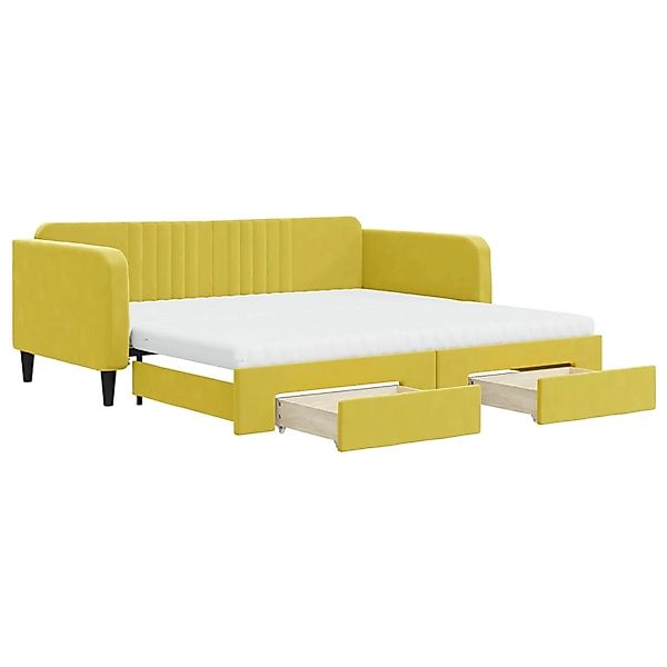 vidaXL Tagesbett Ausziehbar mit Schubladen Gelb 100x200 cm Samt 3197147 günstig online kaufen