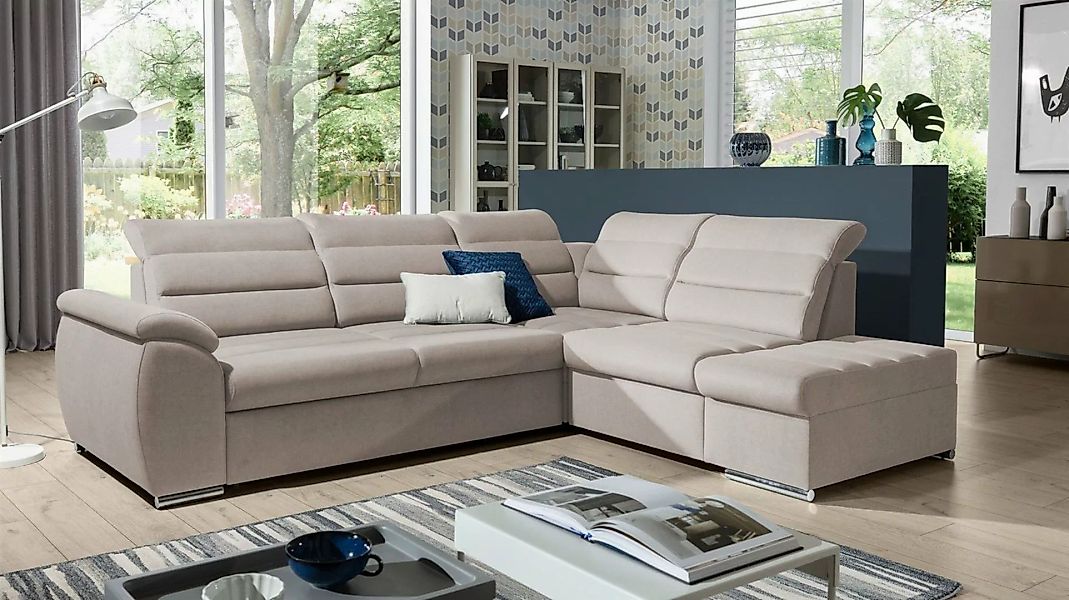 Fun Möbel Ecksofa Schlafsofa PASCARA in Stoff Esito mit Ottomane, Bettkäste günstig online kaufen