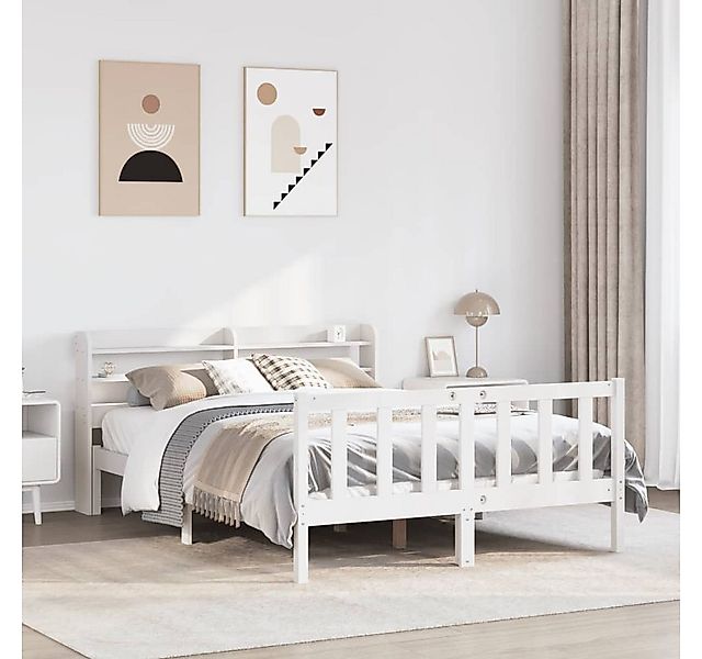 vidaXL Bett, Massivholzbett ohne Matratze Weiß 120x190 cm Kiefernholz günstig online kaufen