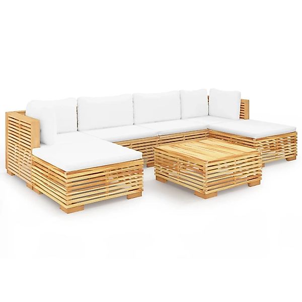 vidaXL 7-tlg Garten-Lounge-Set mit Kissen Massivholz Teak Modell 3 günstig online kaufen