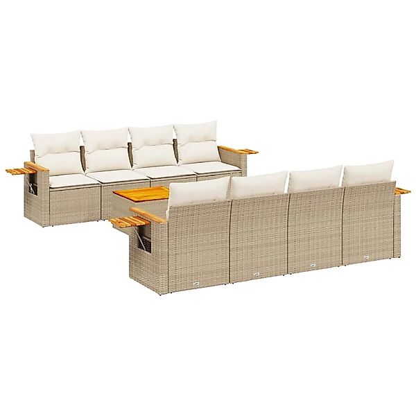 vidaXL 9-Tlg Garten-Sofagarnitur mit Kissen Beige Poly Rattan 3226660 günstig online kaufen