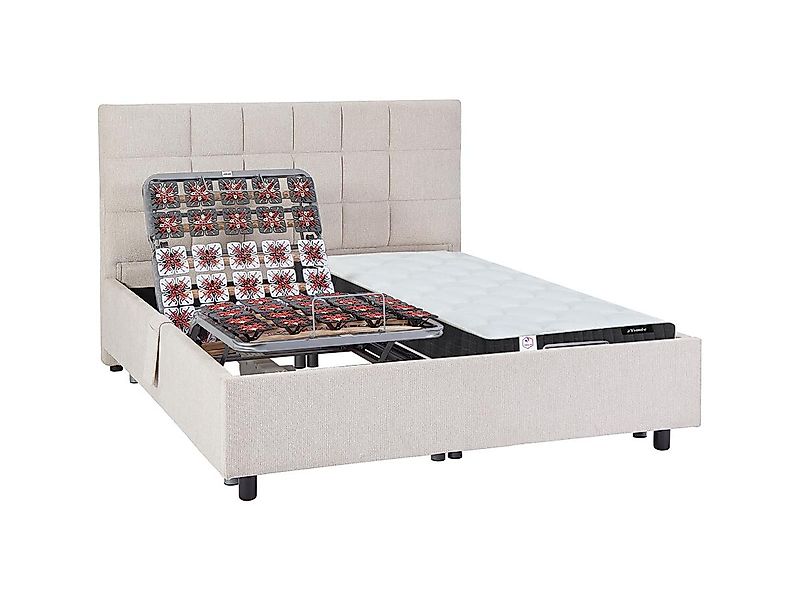 Dekoratives Bett mit elektrischer Relaxfunktion mit Tellern + Taschenfederk günstig online kaufen
