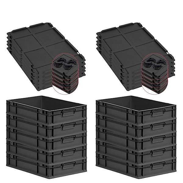 PROREGAL SparSet 10x Eurobox Nextgen Grip Mit Auflagedeckel Und Schwarzen V günstig online kaufen
