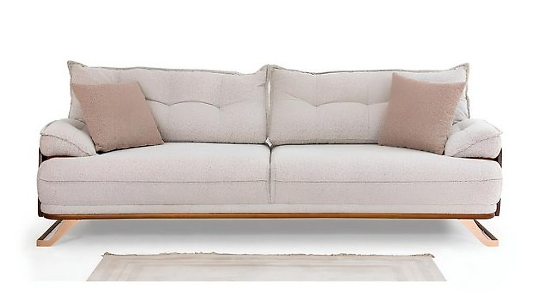 JVmoebel 3-Sitzer Dreisitzer Sofa 3 Sitzer Couch Polstersofa Stoffsofa Beig günstig online kaufen