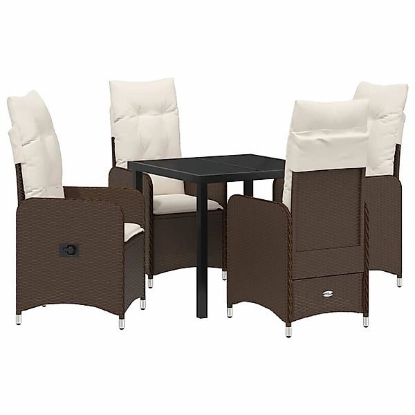 vidaXL 5-Teilige Garten Essgruppe mit Kissen in Braun aus Poly Rattan 33796 günstig online kaufen