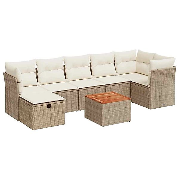 vidaXL 8-Tlg Garten-Sofagarnitur mit Kissen Beige Poly Rattan 3325768 günstig online kaufen