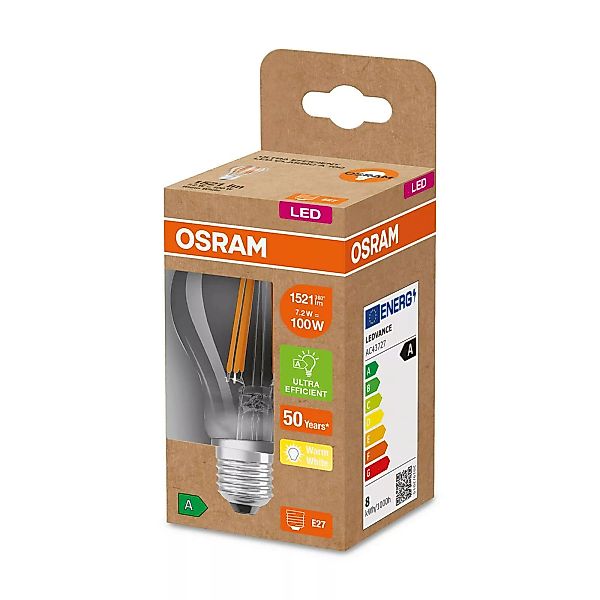 Osram LED-Leuchtmittel E27 Glühlampenform 7,2 W 1521 lm Klar 10,5 x 6 cm (H günstig online kaufen