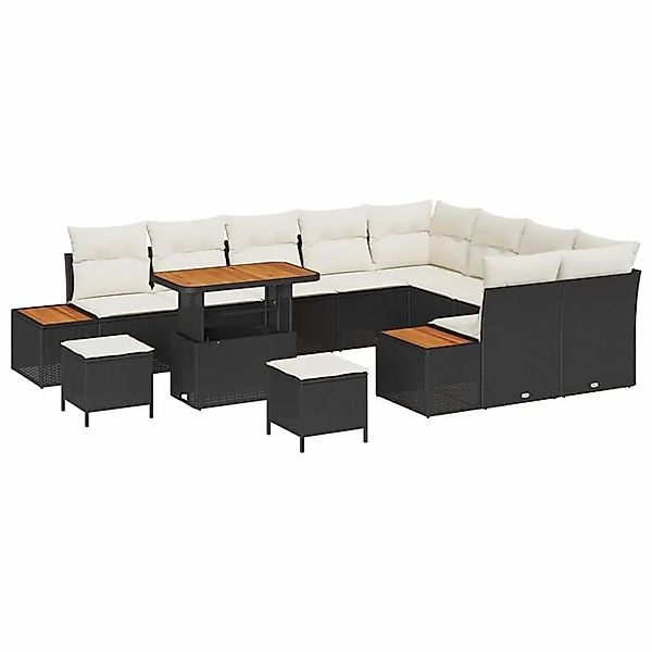 vidaXL Gartensofa-Set mit Kissen 12 Stk Schwarz Poly Rattan 3364905 günstig online kaufen