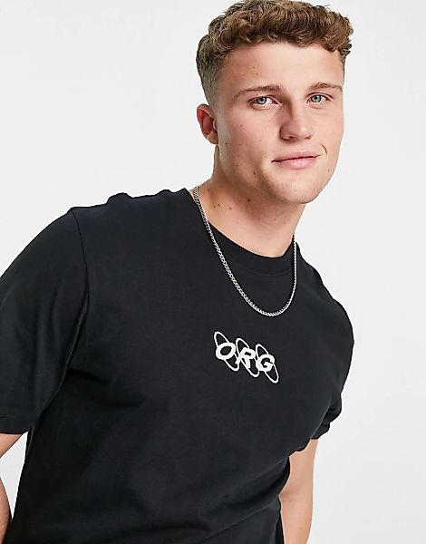 Jack & Jones – Originals – Oversize-T-Shirt in Schwarz mit „ORG“-Print am R günstig online kaufen