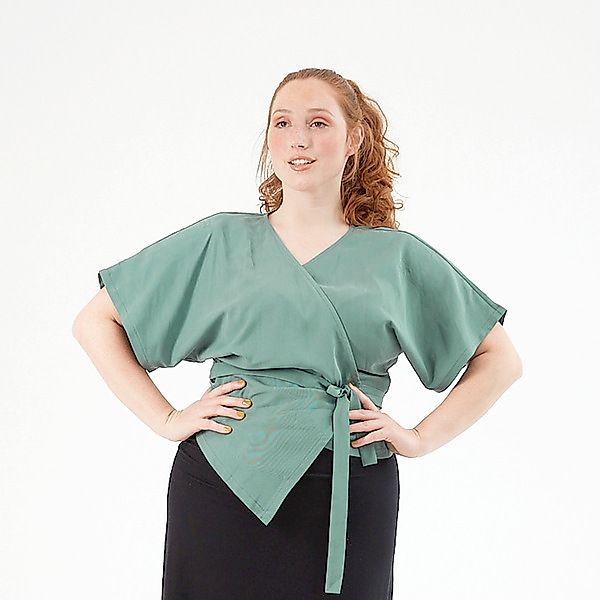 Tencel® Kimonobluse In Aqua günstig online kaufen