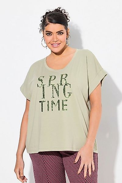 Ulla Popken T-Shirt T-Shirt Pailletten Oversized Rundhals Halbarm günstig online kaufen