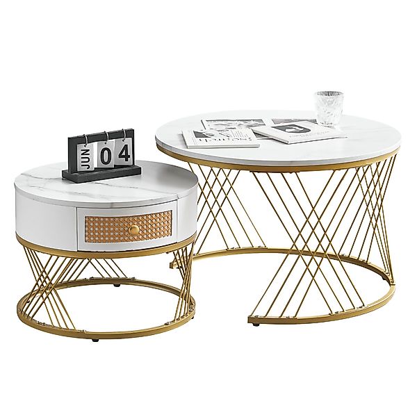 Merax Couchtisch 2er Set mit Metallrahmen günstig online kaufen