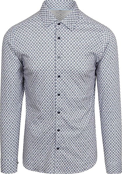 DESOTO Hemd Druck Blumen Blau Beige - Größe 3XL günstig online kaufen