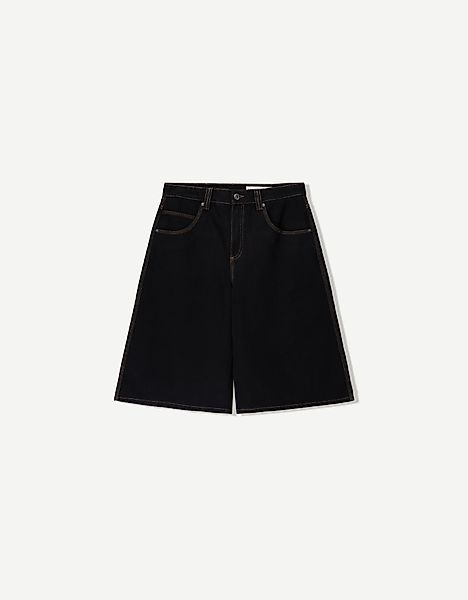 Bershka Bermudas Aus Jeans Denim Damen 42 Schwarz günstig online kaufen