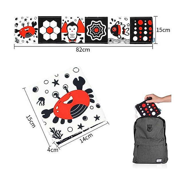 Coonoor Lernspielzeug Schwarz-Weiß Stoffbuch, Bilderbuch aus Stoff, Babyspi günstig online kaufen