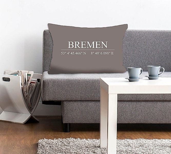 queence Dekokissen "Bremen" mit Schriftzug, Kissenhülle ohne Füllung, 1 Stü günstig online kaufen