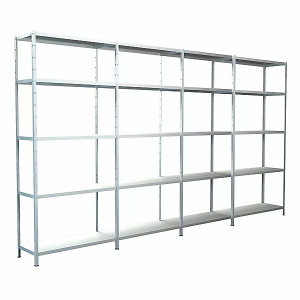 Schulte Steck-Grund- und 3 x Anbauregale 200 cm x 400 cm x 50 cm Weiß günstig online kaufen