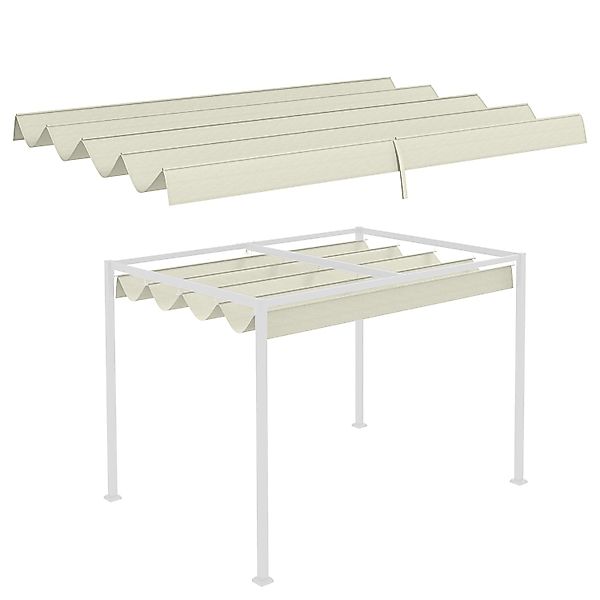 Outsunny Ersatz-Vordach Polyester Cremeweiß 286L x 245B x 23H cm günstig online kaufen
