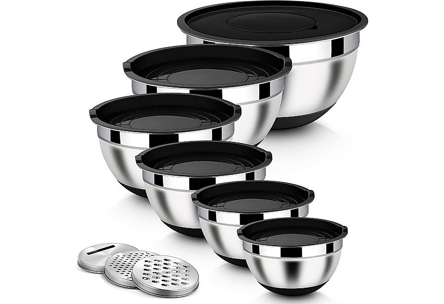 LuxusKollektion Küchenorganizer-Set Rührschüssel Set Edelstahl Schwarz 6-tl günstig online kaufen