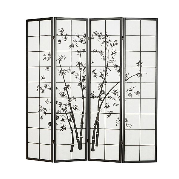 Homestyle4u 4-tlg. Paravent in Schwarz 176x179 cm 286 günstig online kaufen